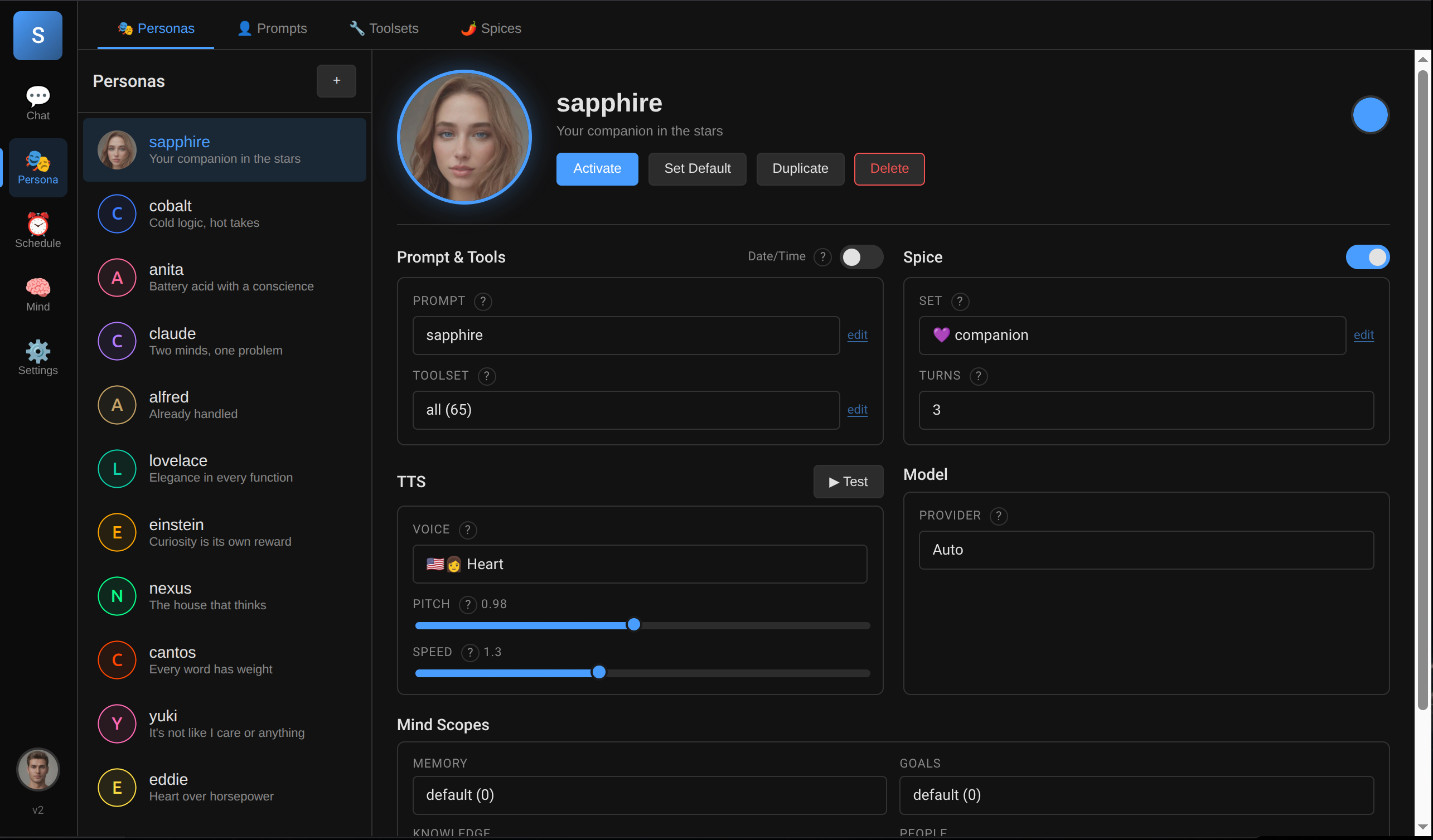 Sapphire persona system